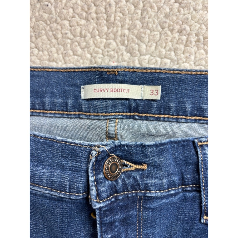 Levi's Curvy Bootcut Jeans Women's 33 W33 L30 Dark Wash Stretch High Rise Jeans - Picture 8 of 15